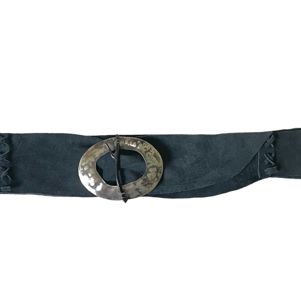 Handmade Black Suede Belt One Size